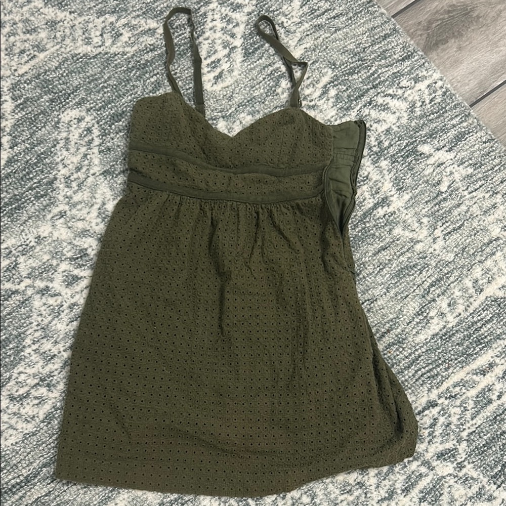 Cynthia Steffe Green Ruched Spaghetti Strap Sundress